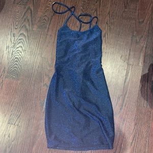 Blue sequin dress with tie back